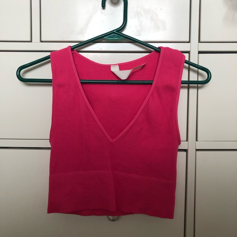 Pink V neck tank top